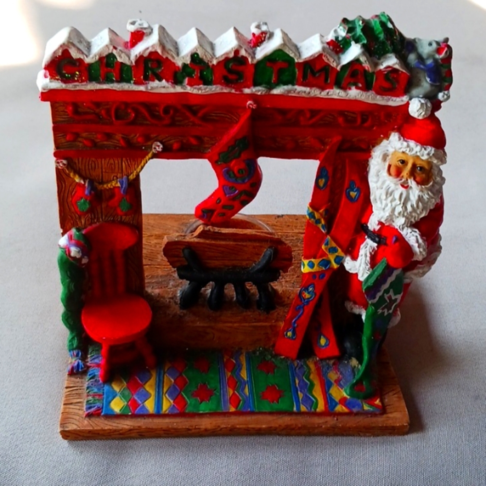 Vintage rare find 1995 hand painted cast resin Christmas follies candle holder